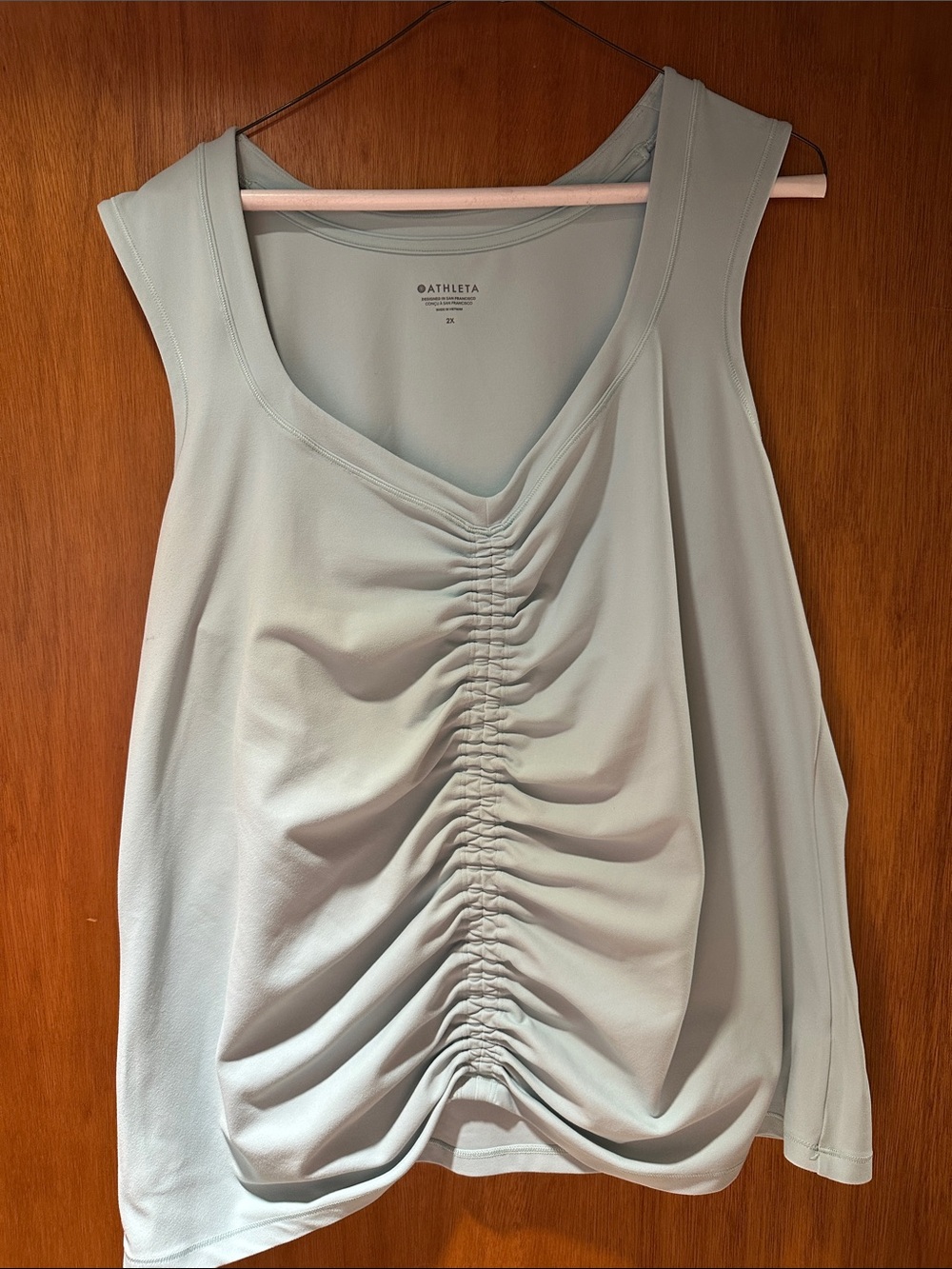 Athleta Sage Green Ruched V-Neck Tank